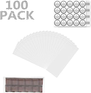 JUSONEY Wax Melts Packaging - 100pcs Wax Melt Snap Bar Packaging - Open Top,152mm x 64mm + 100pcs Round Safety Warning Stickers