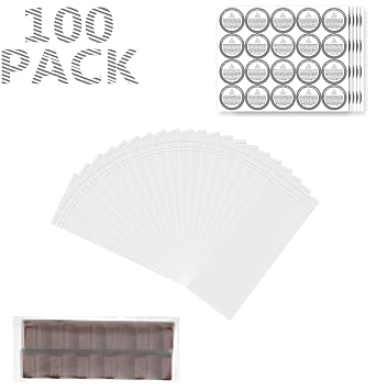 Wax Melts Packaging - 100pcs Wax Melt Snap Bar Packaging - Open Top,152mm x 64mm + 100pcs Round Safety Warning Stickers