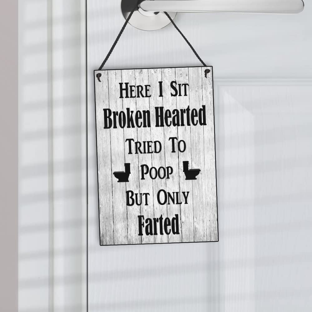 WC-Schild "I Have No Control In Here" - Lustiges Holzschild Fürs Badezimmer, 15x30 Cm