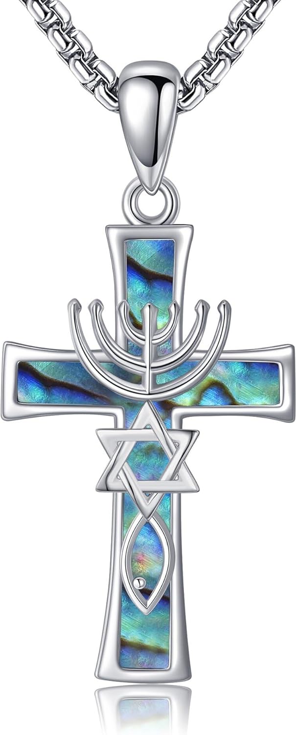 Cross Necklace Sterling Silver Cross Pendant Necklace Religious Cross Jewelry Gifts for Women Men