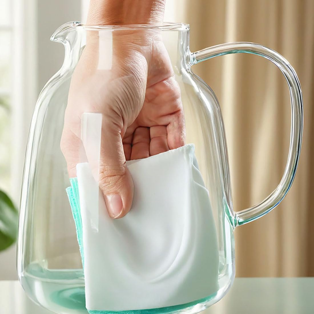 Szklany dzbanek na wodę o dużej pojemności 1850 ml z pokrywką ze stali nierdzewnej, odporny na wysokie temperatury dzbanek ze szkła borokrzemowego do gorącej / zimnej wody, mrożonej herbaty i