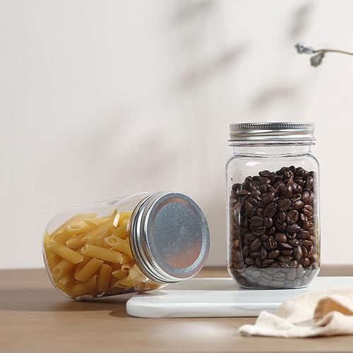 Miniatura 5 de Party Club of America Paquete de 10 tarros de plástico negro de 16 onzas con tapas de rosca, recipientes de plástico para almacenamiento de