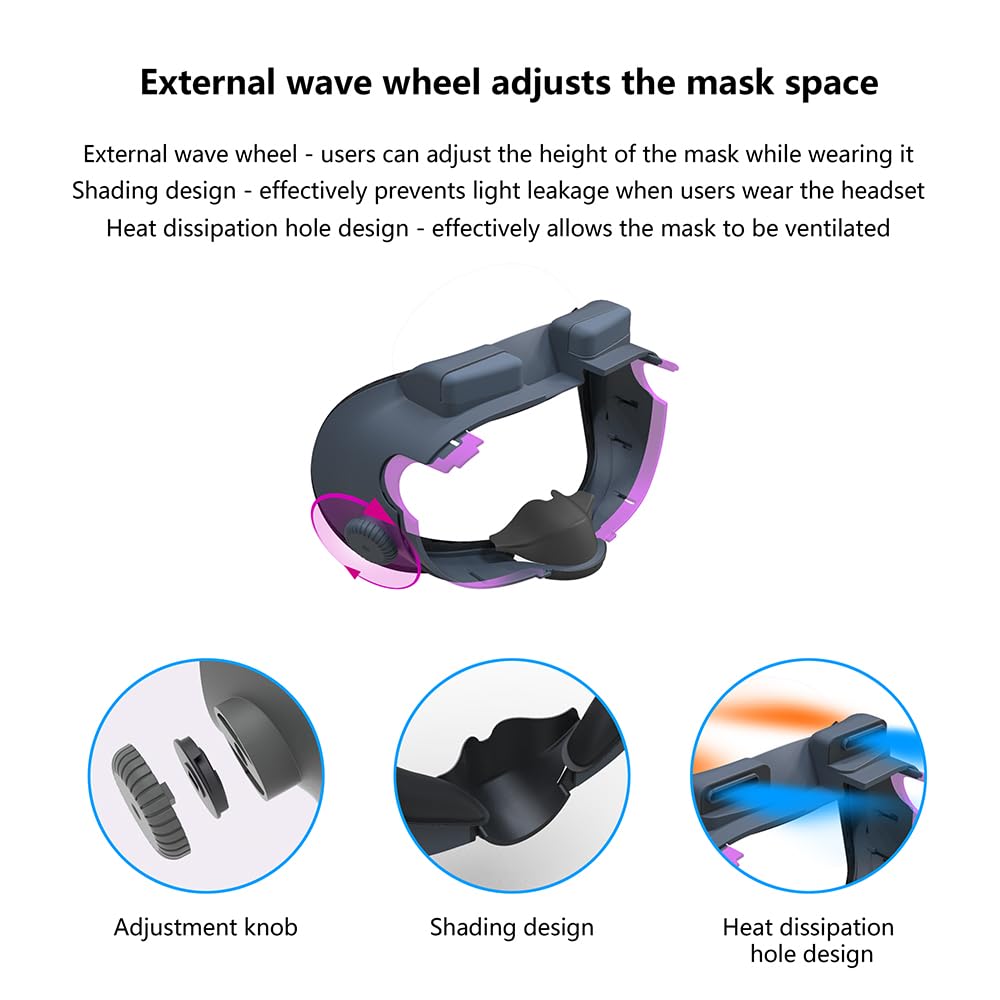 BeisDirect Masque de rechange réglable pour casque Meta Quest 3 VR Interface faciale Occultant Doux Remplacement pour Meta Quest 3