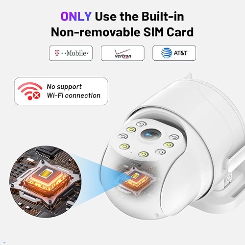 Miniatura 8 de KKB Cámara de seguridad celular 4G LTE, cámara celular con cable, tarjeta SIM integrada para exterioresinteriores, plan de datos ilimitado, sin