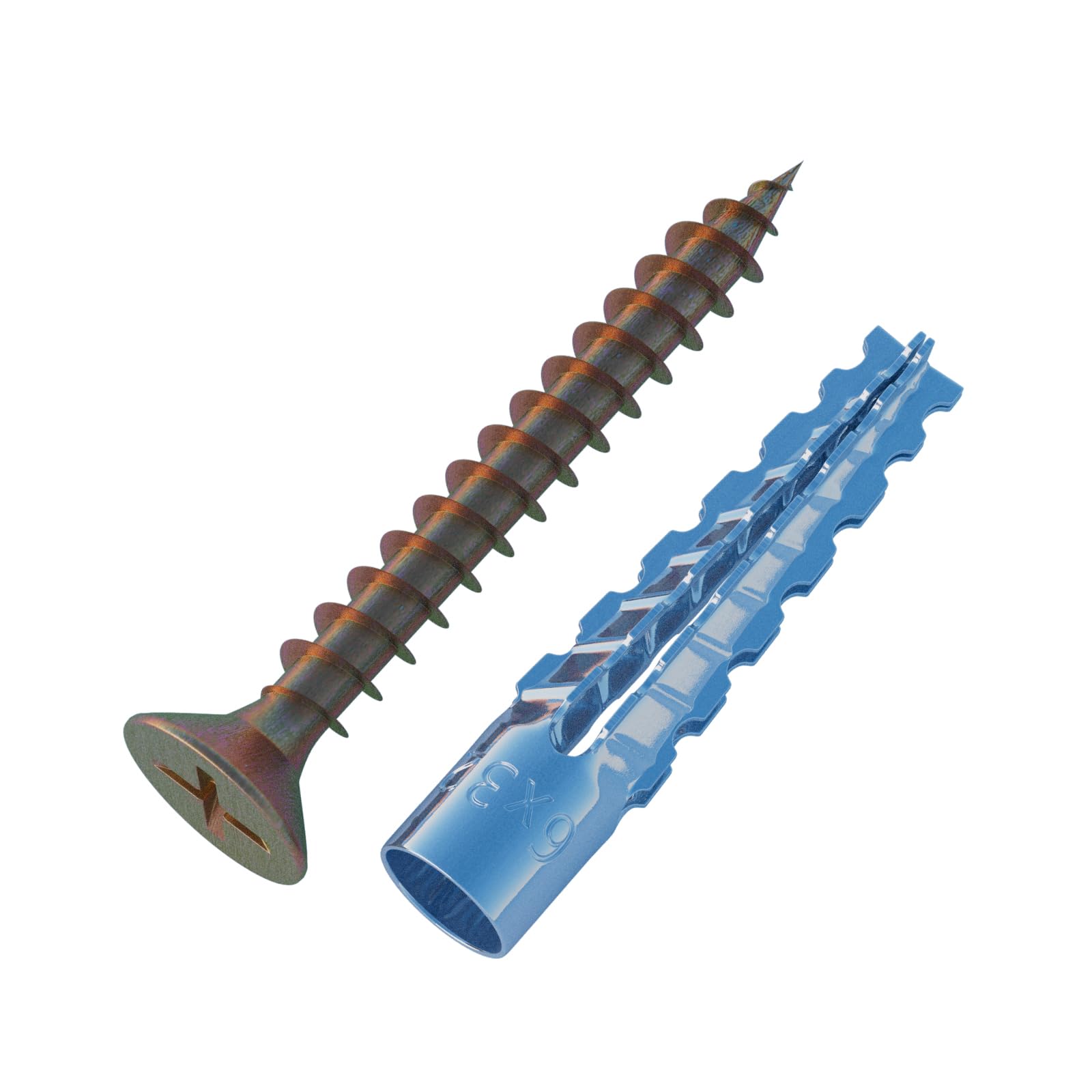 ZUYUEE 120PCS 5-16×1-5/16 in Screws and Wall Plugs Set,Concrete Anchors Wall Plugs for Brick, Bronze and Silver
