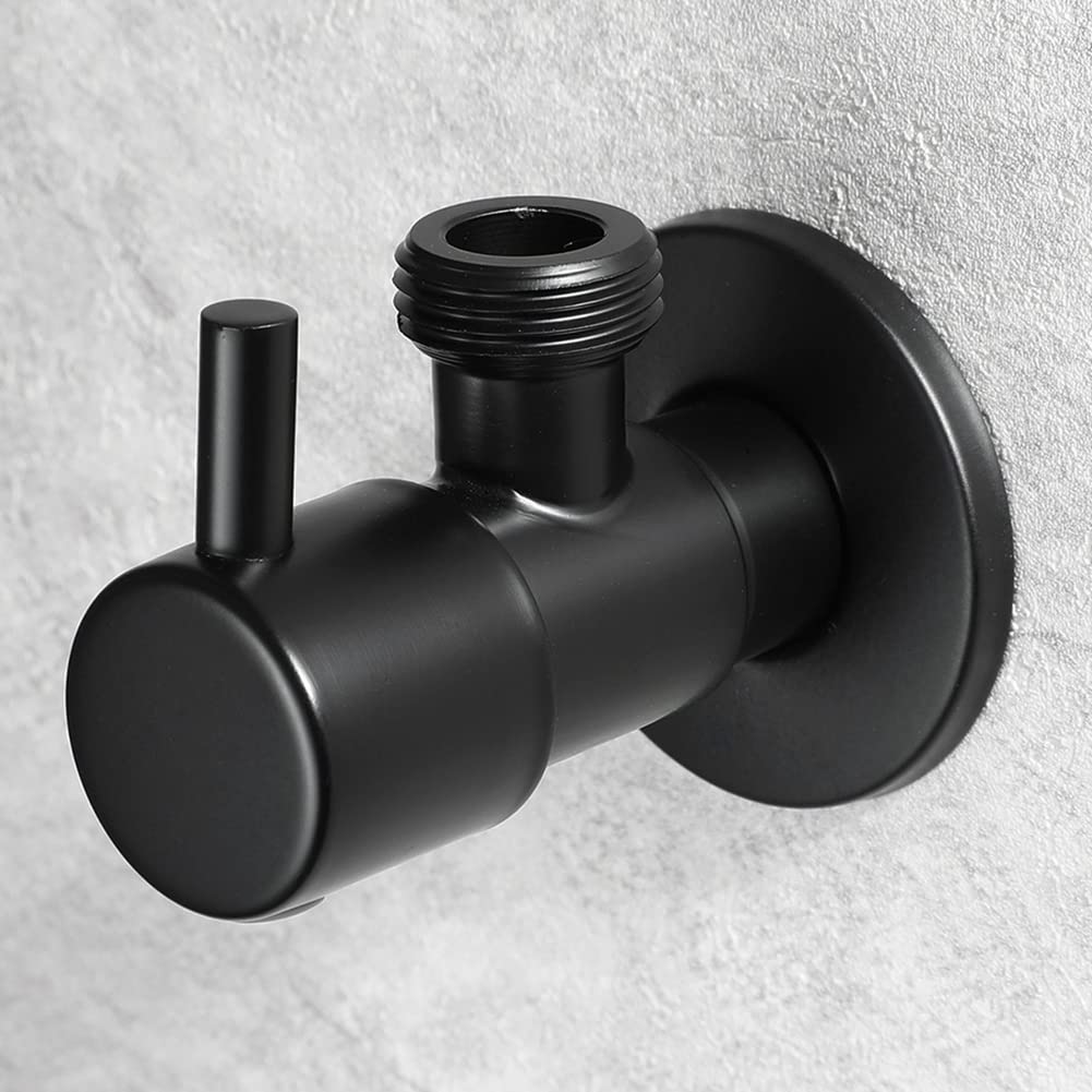 2X VáLvula de ángulo Negro VáLvula de Parada de Agua de Acero Inoxidable 304 Accesorios
