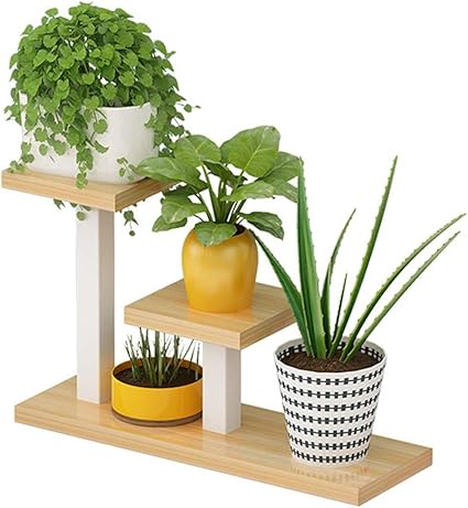 Amazon Co Jp 植物スタンド3層鉄 木製デスクトップ植物スタンド 小さな花 多肉植物のオフィスデスクの装飾 テーブルの整理のためのミニ卓上棚 ホーム キッチン