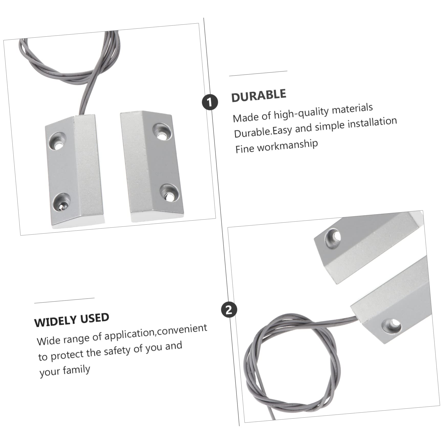 NUOBESTY 3 Ensembles capteur télécommande pêne Dormant Voiture Carillon Changer Trousse Filet loquet Cloches Alarm Door Sensor équipement de Dispositif de détection Alliage de Zinc Silver