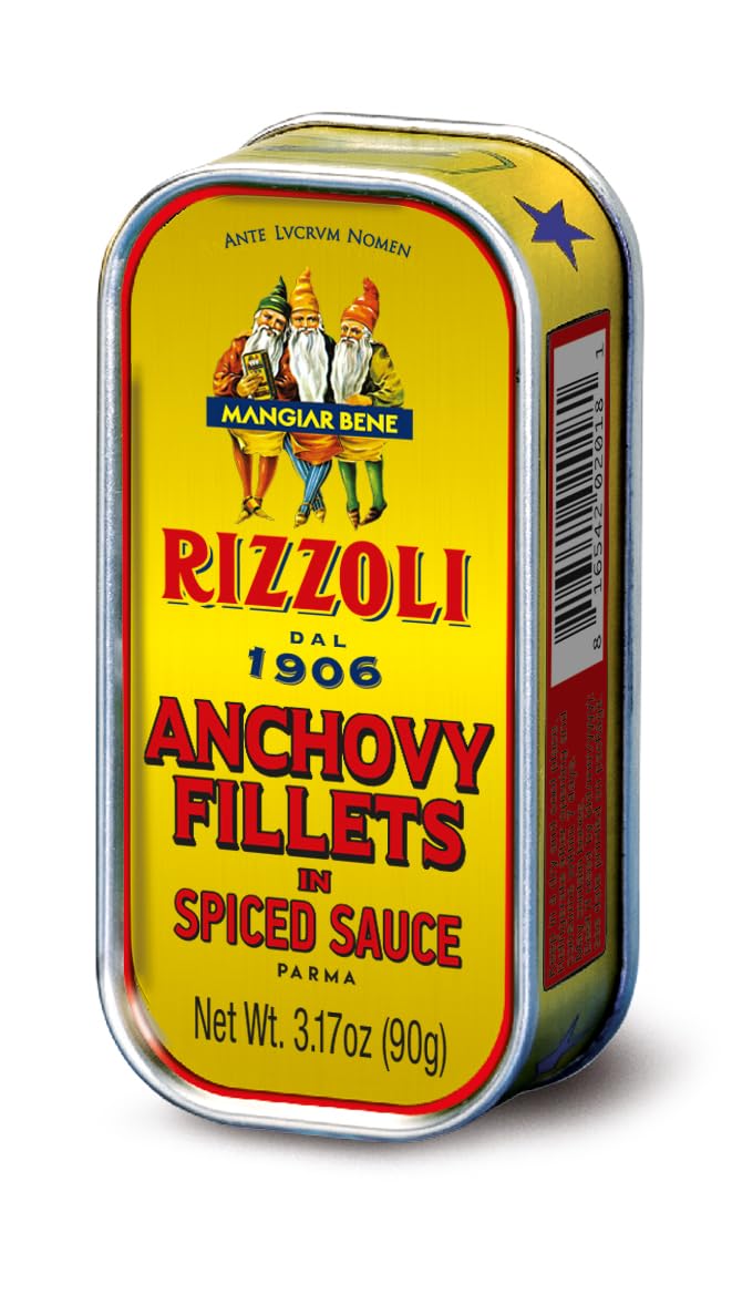 Rizzoli, Anchovies Fillets Spicy Sauce, 3.17 Ounce