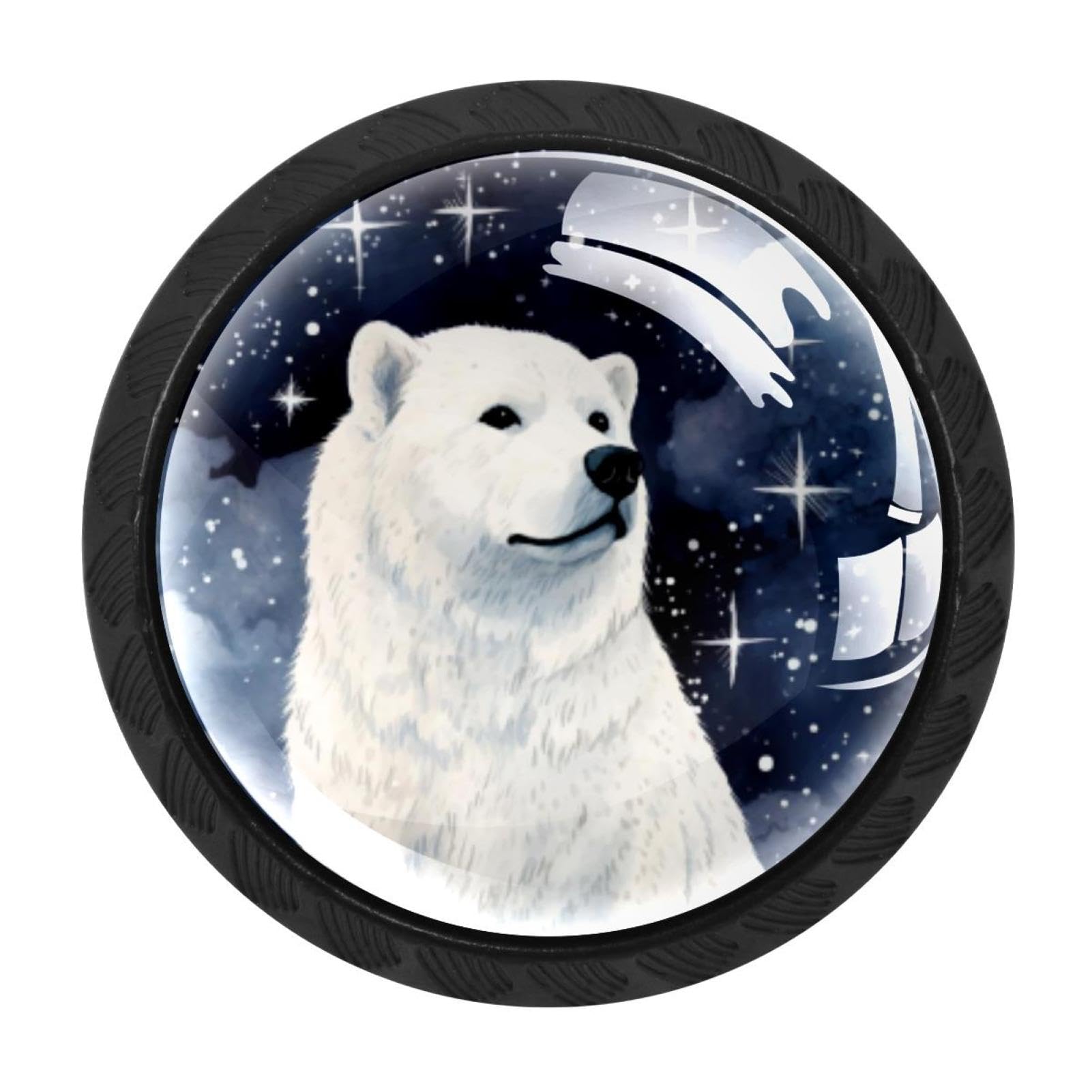 CHENZZZZ Starry Polar Bear Cabinet Knobs 4 Pieces Drawer Kitchen Cabinets Dresser Cupboard Wardrobe Unique Pulls Handles