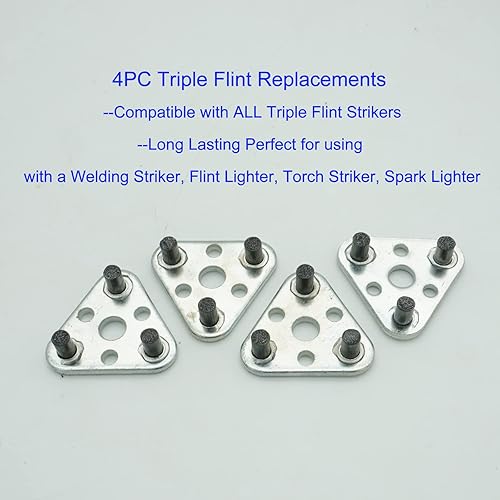 Miniatura 4 de GUTIMORE - Lanzador de antorcha triple de pedernal, encendedor de chispas, 2 piezas con 4 pedernales de repuesto de larga duración, soldadura y corte