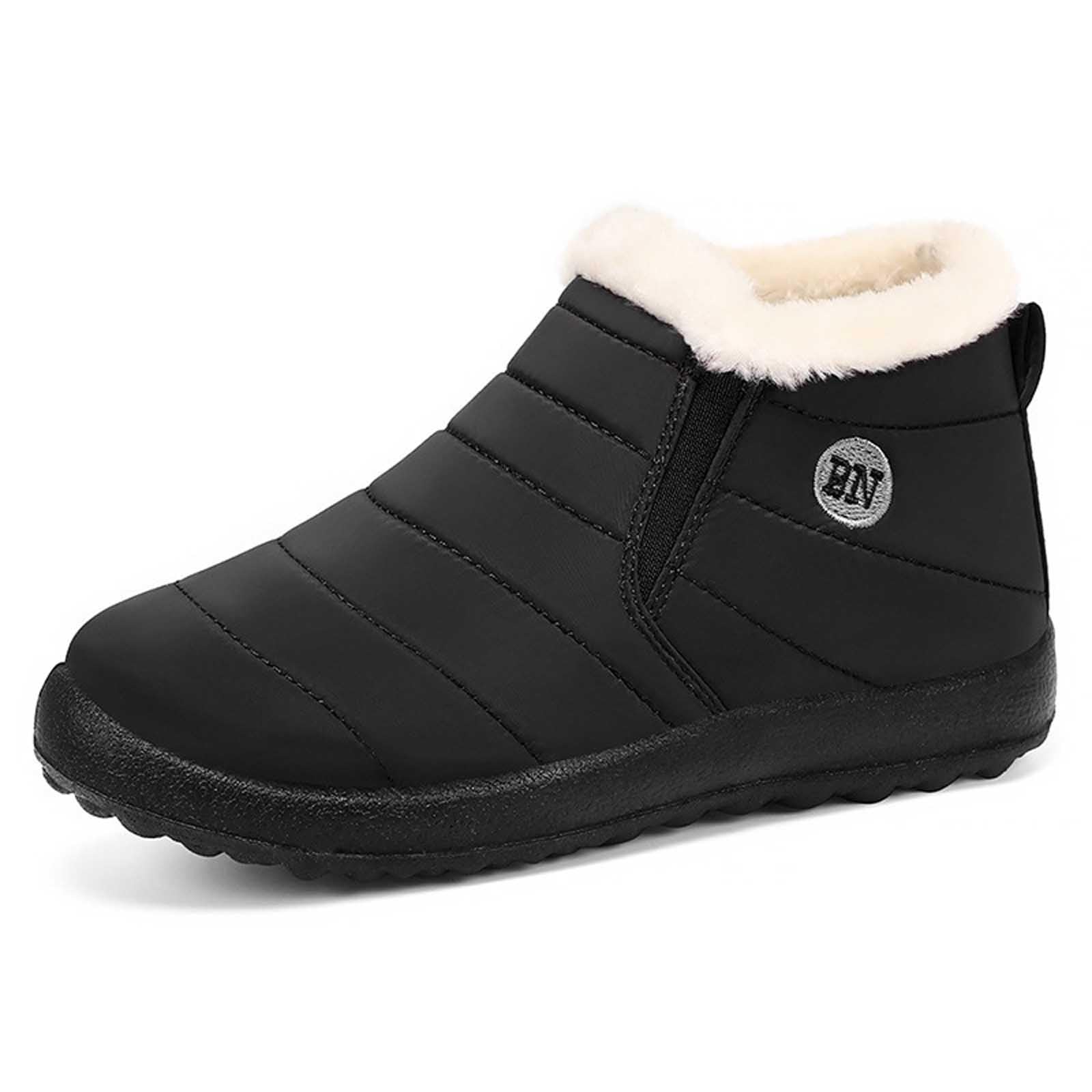 Waterproof Hiking Boots Women Suede Soft Combat Boots Platform Warm Winter Fur Lined Booties Western Snow Shoes For