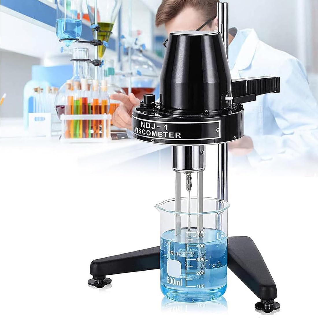Viscosímetro rotativo digital, medidor de viscosidad para fluidos, rango de medición de 10-100.000 mpa.s, incluye 4 rotores, herramienta de medición de fluidos de precisión