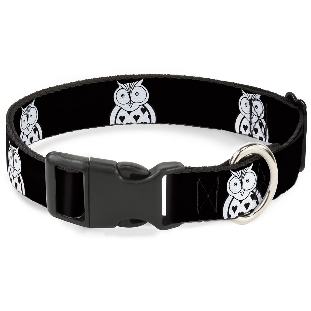 Buckle-Down 18-32" Owls Black/White1 Plastic Clip Collar, Wide Large