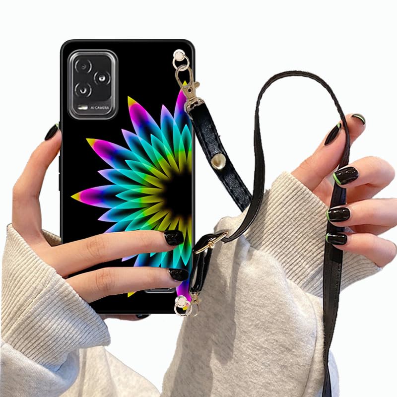 Tuxiwei for BLU View 5 PRO B170D Case with Wrist Strap Crossbody, Soft TPU BLU View 5PRO Case Lightweight Floral Pattern Flower Colorful Mandala