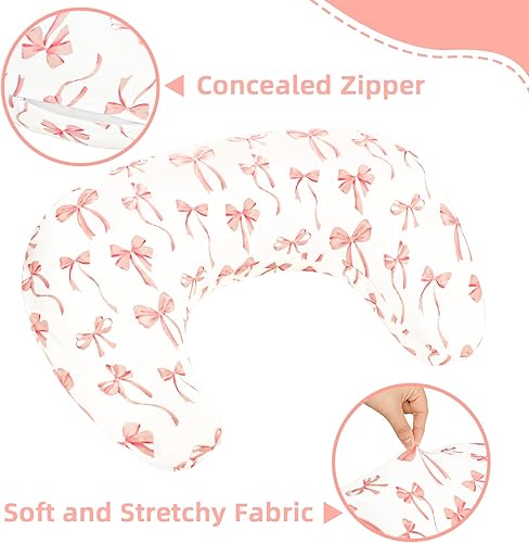 Miniatura 6 de Funda de almohada de lactancia, fundas de lactancia extraíbles para almohadas de lactancia, ajuste elástico y suave para bebés recién nacidos, lazo