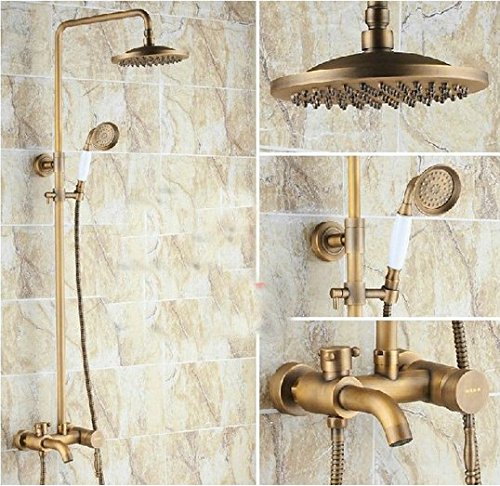Robinet mitigeur baignoire anti-fuite laiton antique et kit douche pluie contre le calcaire