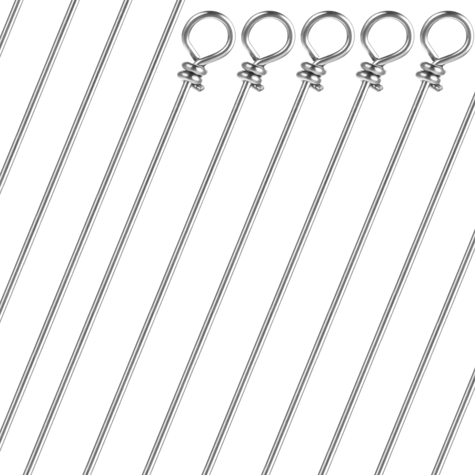 JJUNW Fishing Looped Spinner Shaft, Stainless Steel Spinner Bait Wire Fishing Lure Making Supplies Fishing Lure Making Kit for Freshwater Bass Trout Walleye Salmon Catfish