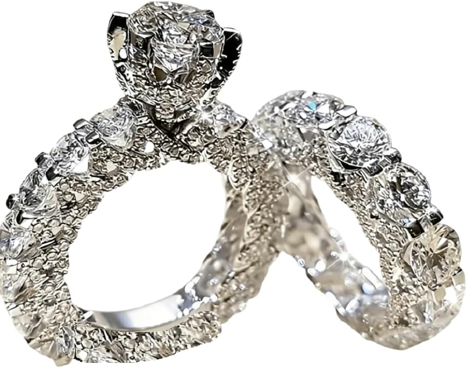 925 Sterling Silver Full-Circle Diamond Ring, AAAA Zirconia Eternity Band, Round Cut Sparkling Ring for Women and Men, Minimalist Wedding or Fashion Ring Size 11