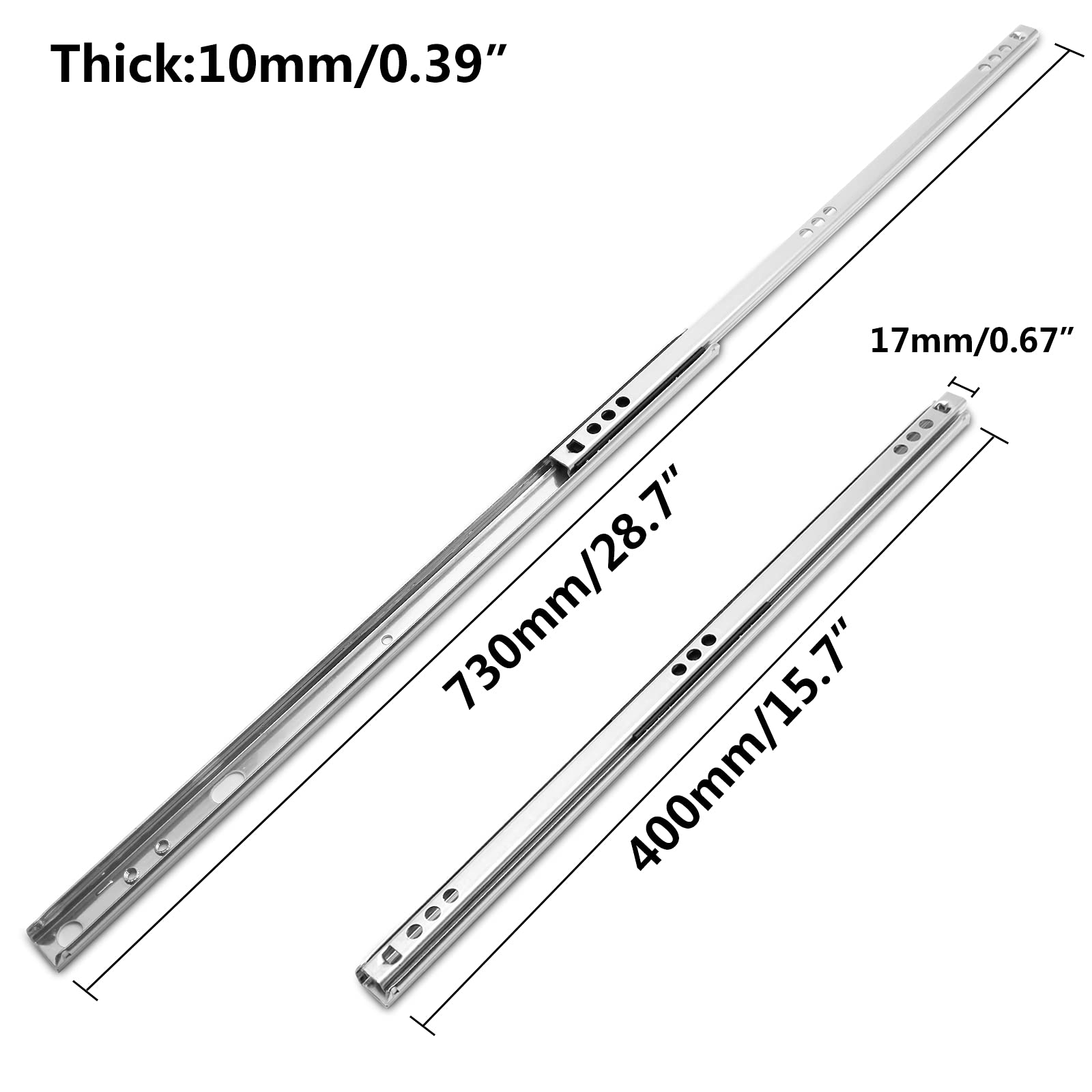 guide scorrevoli per cassetti da 15,7 cm, con cuscinetti a sfera a due vie, per cassetti, 2 pezzi (1,8 cm di larghezza)