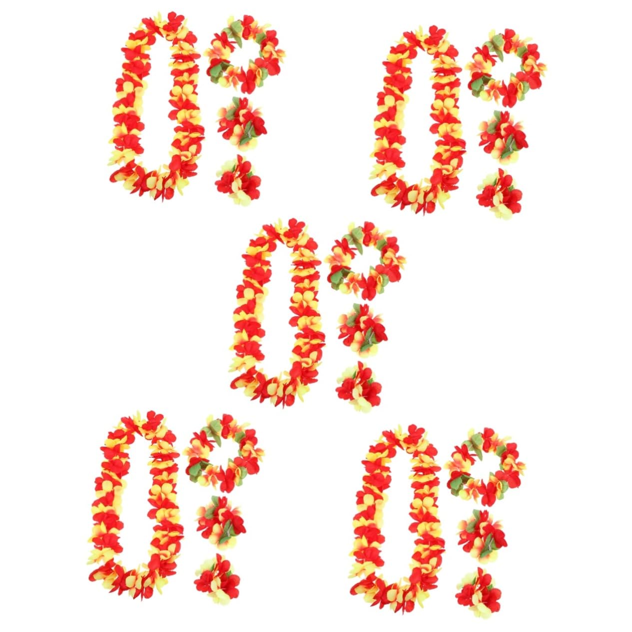 MAGICLULU 5 Juegos Leus Hawaianos Fiesta Luau Decoraciones Traje Hawaiano para Niñas Collar Hawaiano Leis Adornos Vestidos Hawaianos para Niñas Ley Flor Lei Flor Hawaiana Paño
