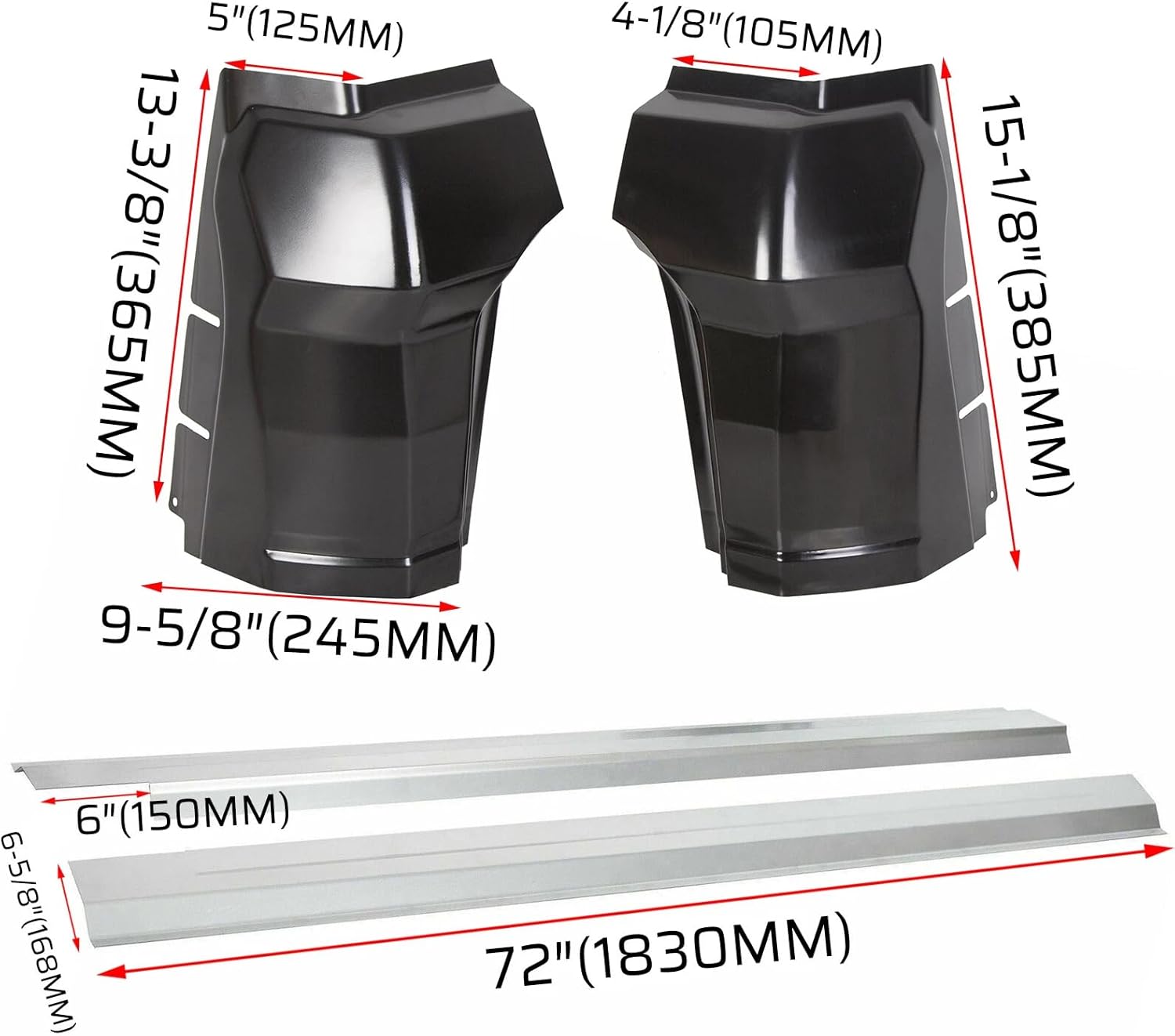 OE Quality Rocker Panels with Cab Corner Set kit for 2009 2010 2011 2012 2013 2014 2015 2016 2017 2018 FOR Dodge Ram 1500 2500 3500 Extended & Quad Cab Silver Black