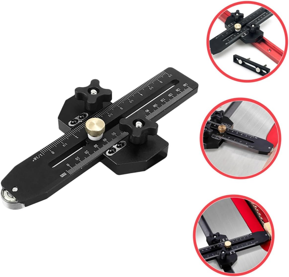 Mikikit 1 set Table Saw Jig Guide for Woodworking Thin Rip Cutting Tool Anodized Efficient for Making Repetitive Narrow Strips Quick Setup with Measurements