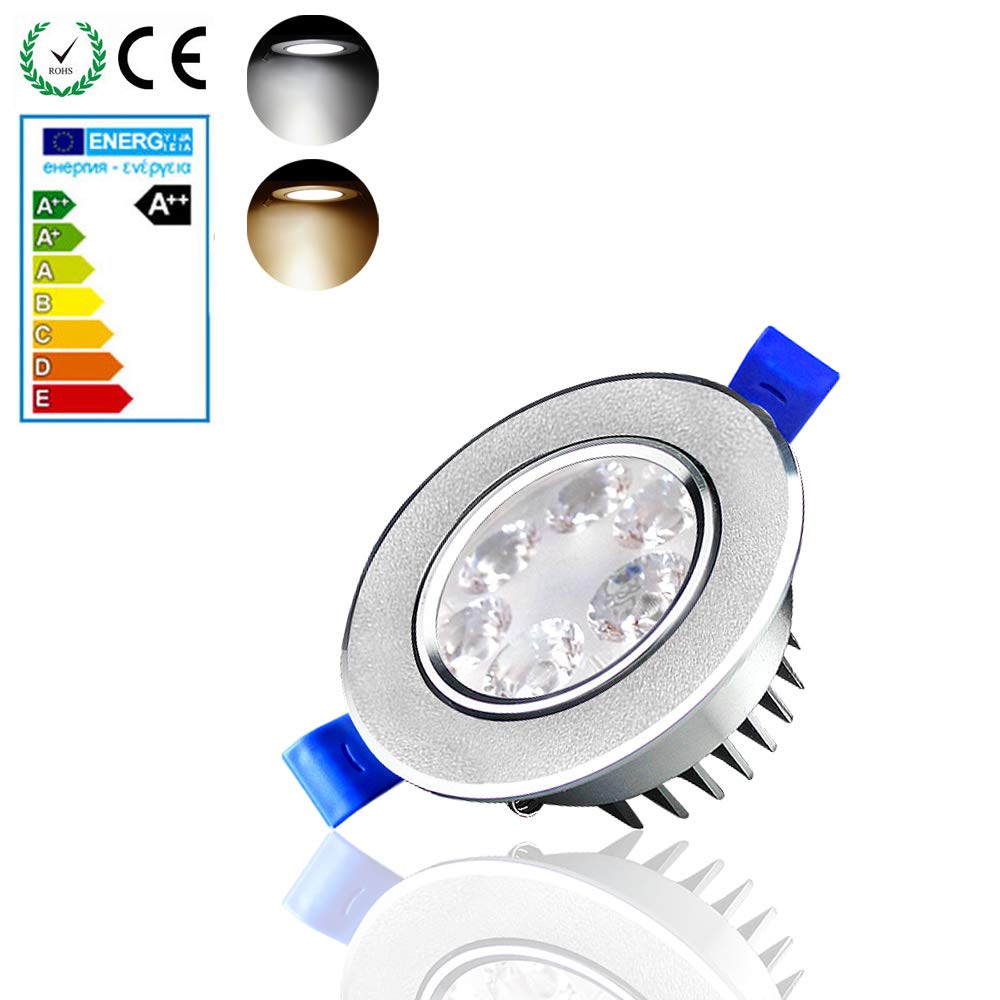 Aufun Faretti LED ad incasso orientabili 3W Lampada da soffitto set da 20, 110V-230V plafoniera ad incasso - Bianco freddo [Classe di efficienza energetica A+]