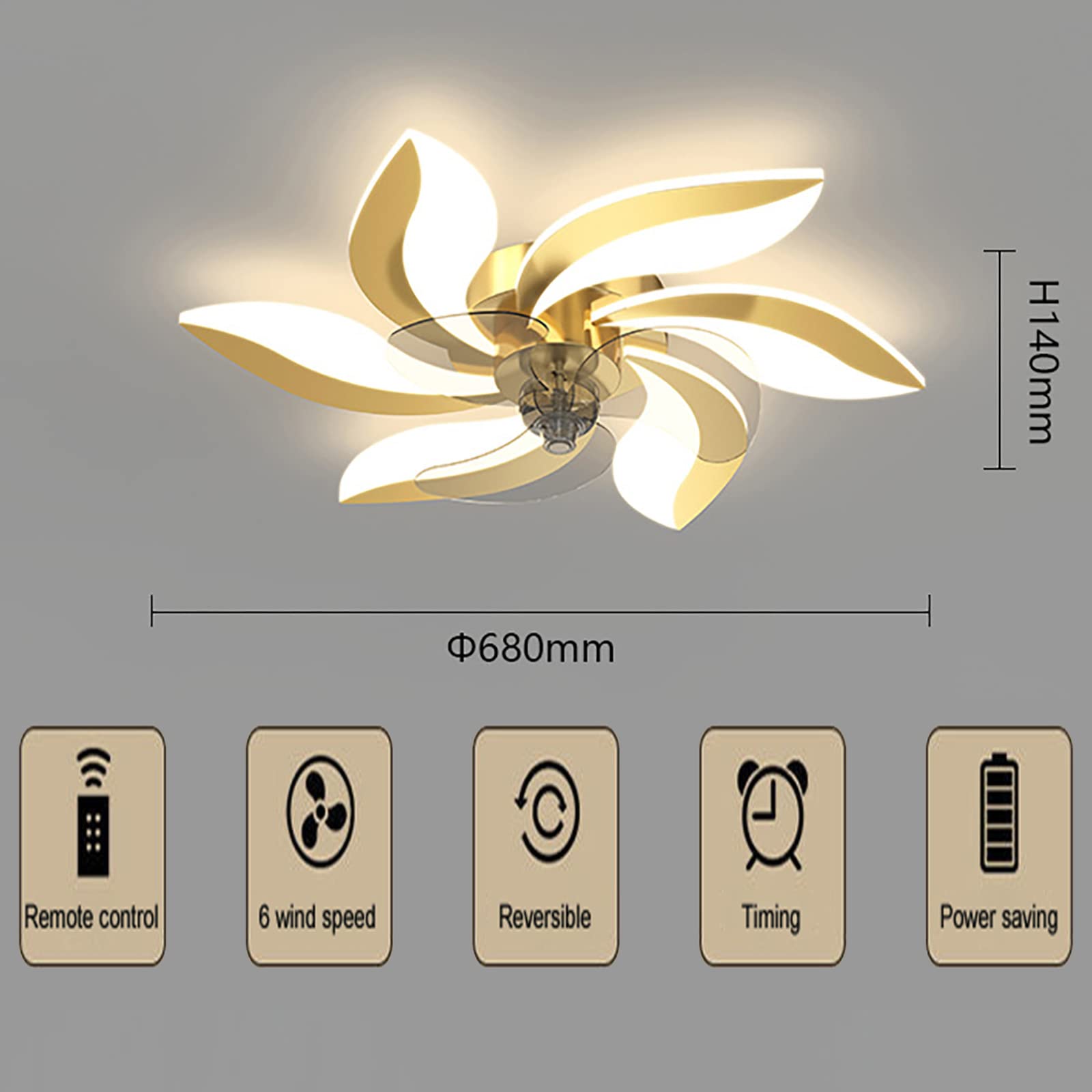 Ventilatore reversibile Plafoniera con telecomando Moderno ed elegante Plafoniera Ventilatore Plafoniere dimmerabili per soggiorno Camera da letto Sala da pranzo Ventilatore da soffitto con luce