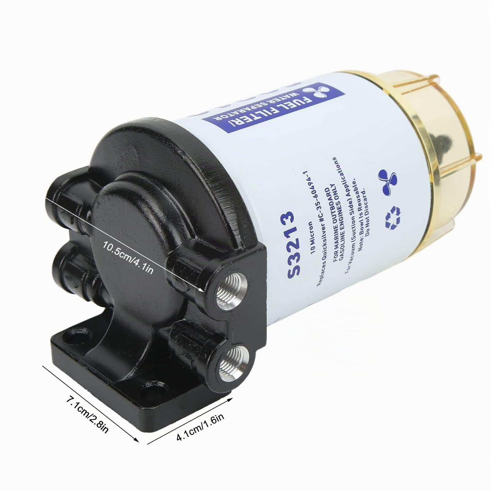 HERCHR Séparateur d'eau Marine, Filtre à Carburant pour Bateau Séparateur d'eau et de Carburant Marin du Séparateur d'eau du Filtre à Carburant du Yacht S3213 pour L'élimination des Impuretés