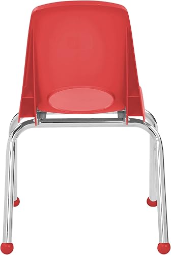 Miniatura 10 de FDP 15412-RD - Silla escolar apilable de 14 pulgadas, asiento apilable para estudiantes con patas de acero cromado y deslizadores de bolas para