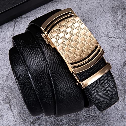 Image of Barry.Wang Mens 2 Pack Ratchet Belts Leather Adjustable 1 3 /8 inch Gift Box | Smooth Sliding,Trim to Fit,Click Belt Set for Dress Casual,Fashion Classic,Business,Birthday,Anniversary,Halloween,Christmas