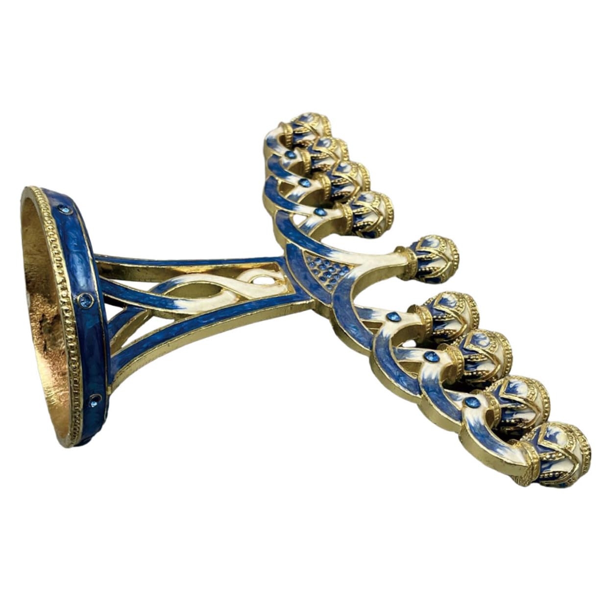 MAGICLULU Candelabro de Janucá de Metal Azul, 9 Brazos, Diseño Vintage, Fácil Limpieza, para Decoración del Hogar y Fiestas, Estilo Sencillo y Elegante