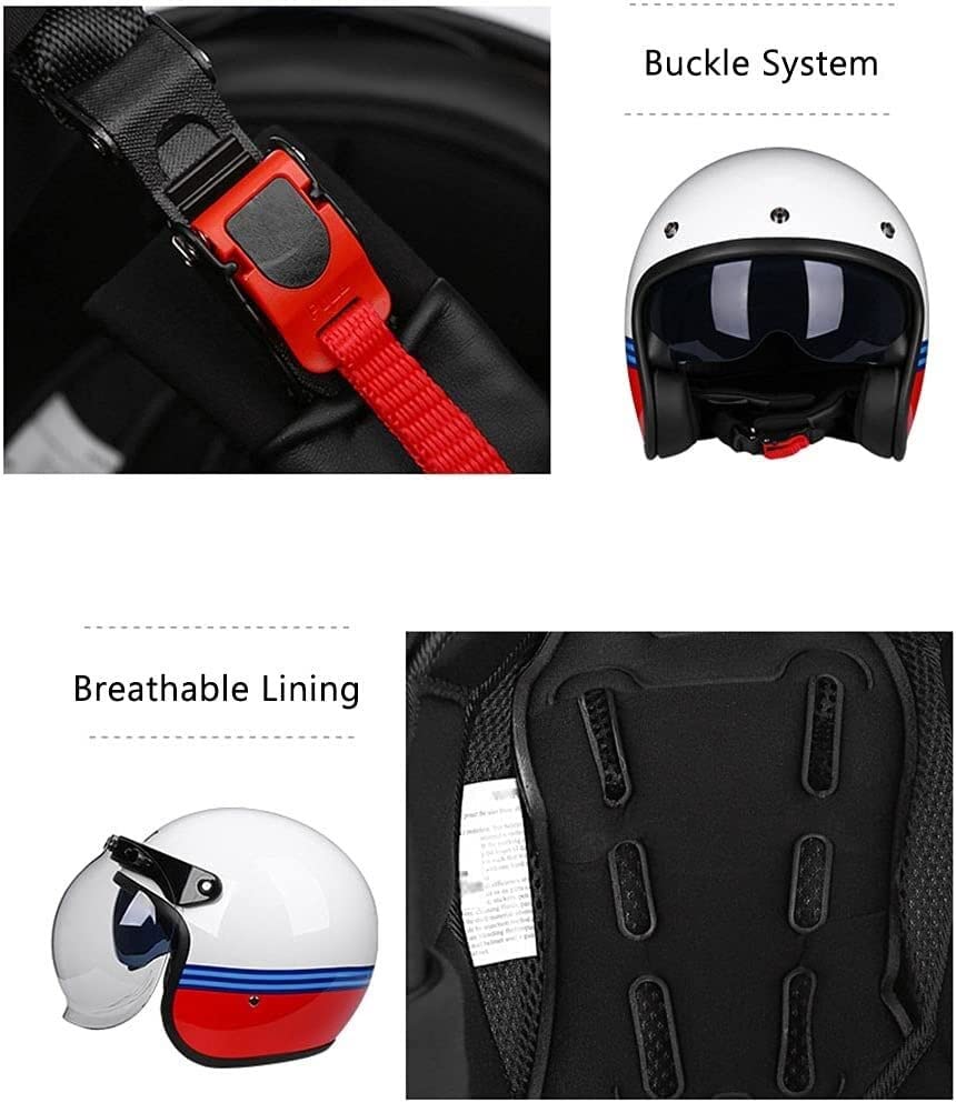 Ever TA Casque de Moto rétro 3/4 à Visage Ouvert, Demi-Casque Jet de Moto Unisexe Adulte avec Pare-Soleil approuvé Dot Casque de Scooter Vintage pour Cruiser Cyclomoteur (Color : C, Size Ever TA Casque de Moto rétro 3/4 à Visage Ouvert, Demi-Casque Jet de Moto Unisexe Adulte avec Pare-Soleil approuvé Dot Casque de Scooter Vintage pour Cruiser Cyclomoteur (Color : C, Size