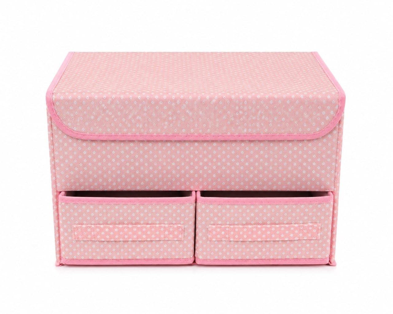 YRK Diaper Caddy Organizer with Lid & 2 Pull-Out Drawers – Large Nursery Storage Basket, Foldable Non-Woven Fabric Box for Newborn Essentials, Diapers, Wipes & Baby Accessories – Pink, 40×30×25 cm-image-31