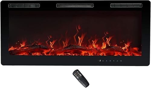 C-Hopetree Chimenea eléctrica de 42 pulgadas de ancho, empotrada, montada en la pared o independiente calentador de habitación portátil con control