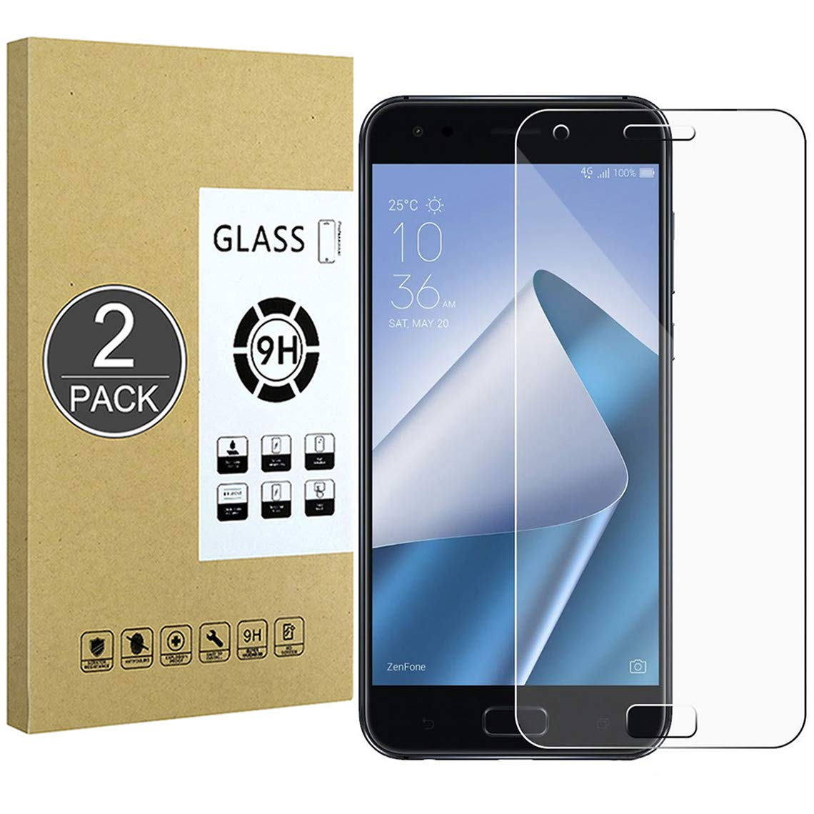 X-Dision 2 Pellicole In Vetro Temperato Per ASUS ZenFone 4 ZE554KL, 0,26mm, 9H, Antigraffio (Solo Parte Piatta)