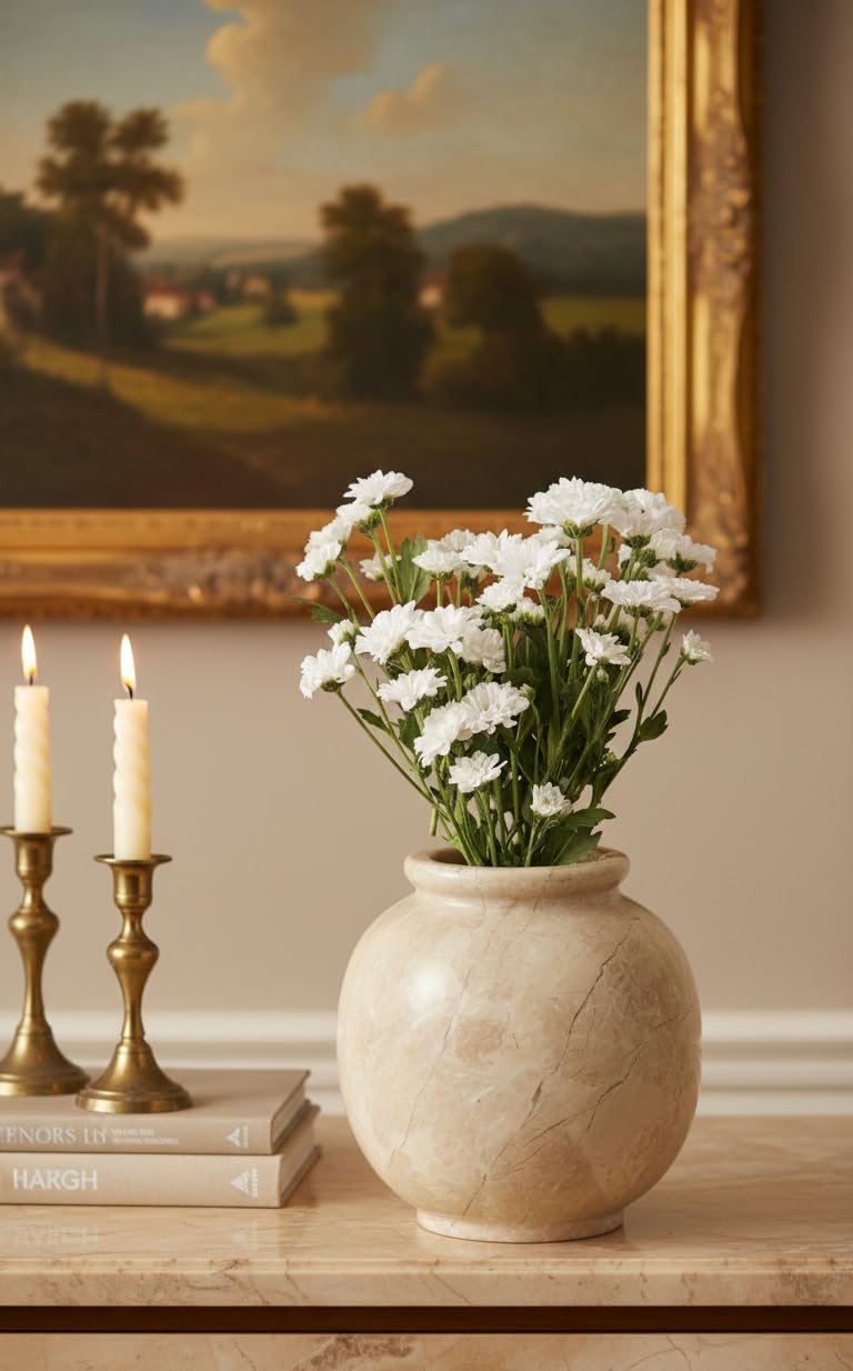 Marble Flower Vase 5 Inch,Small Decorative Bud Vase