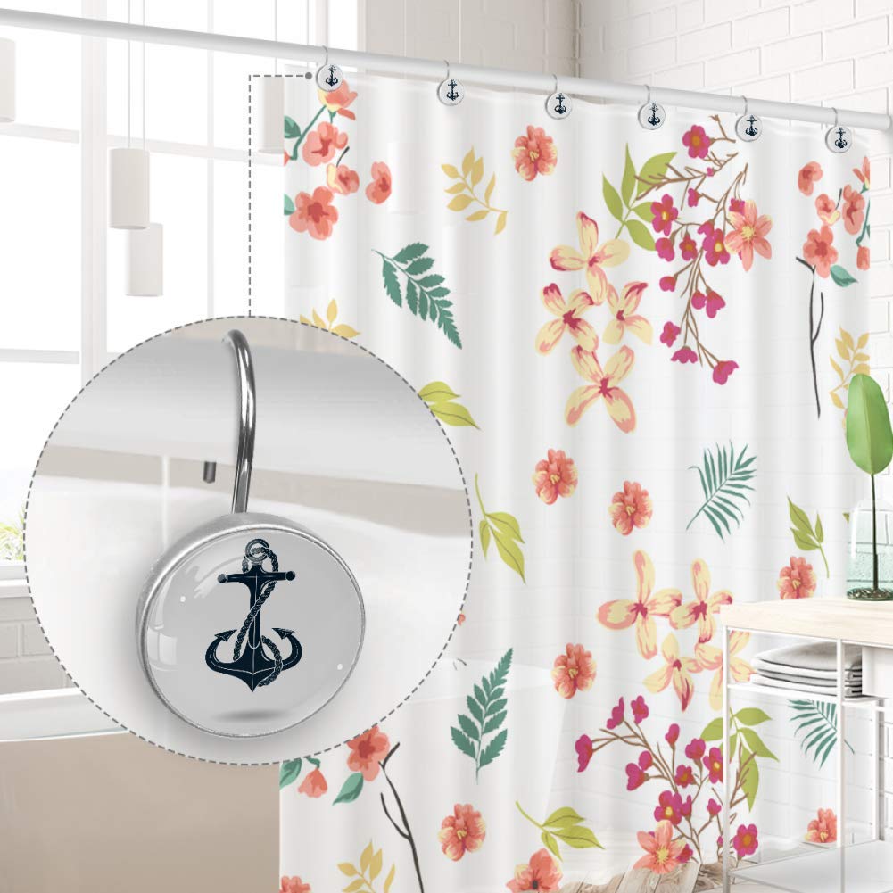 Ganci Tenda Doccia Decorativi - 12 Pezzi Con Tema Nautico Ancore E Fari