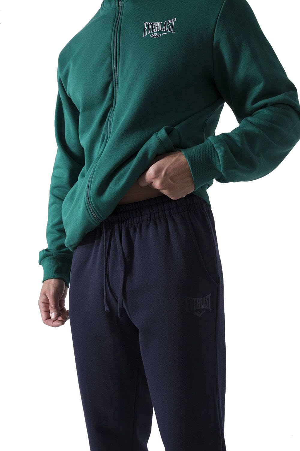 Everlast Tuta da Ginnastica Uomo Completo Sportivo, Verde/Blu, S | Cotone Felpato, Set per Sport e Tempo Libero, Per Palestra