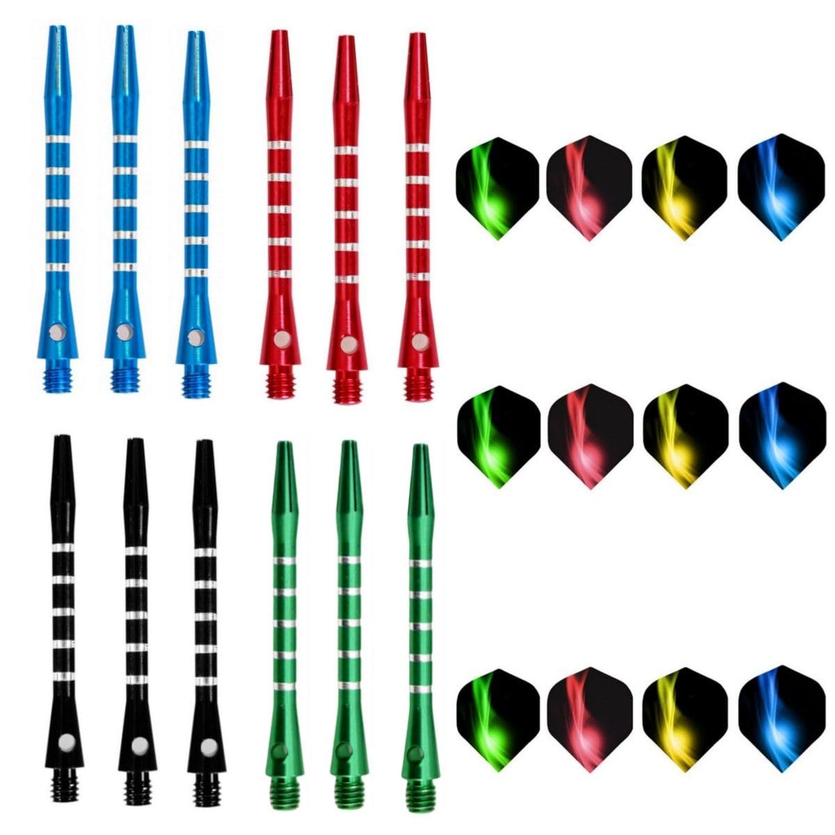 HRLORK 12 Packs Darts Shafts Darts Flights Aluminium Shafts Multiple Stems and Flights