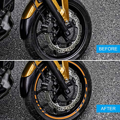 WEAVERBIRD 17-18\" Reflective Wheel Strips Stickers, Wheel Rim Stripe Reflective Decal Sticker for Motorcycle Wheels Car Cycling Bike Bicycle (Yellow) - Thumbnail 5