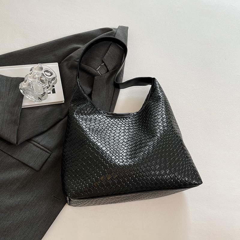 AriaNova Woven Leather Tote Bag for Women Top- Hobo Bags Large Capacity Soft Vegan Crossbody - Image 8