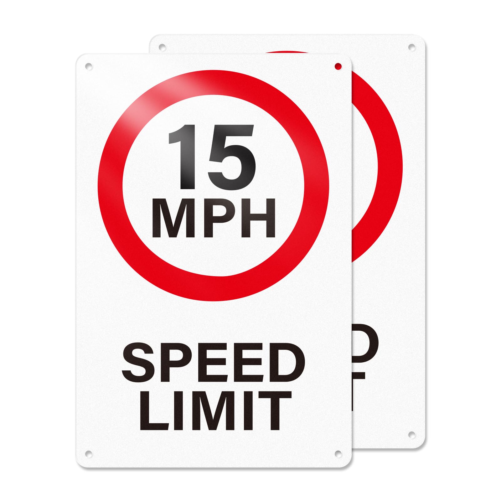 YIKIADA 2 PCS 15 MPH Speed Limit Sign 200 x 300 mm Aluminum Safety Metal Reflective Road Signals for Driveway Home Fence Wall Gate Outdoor