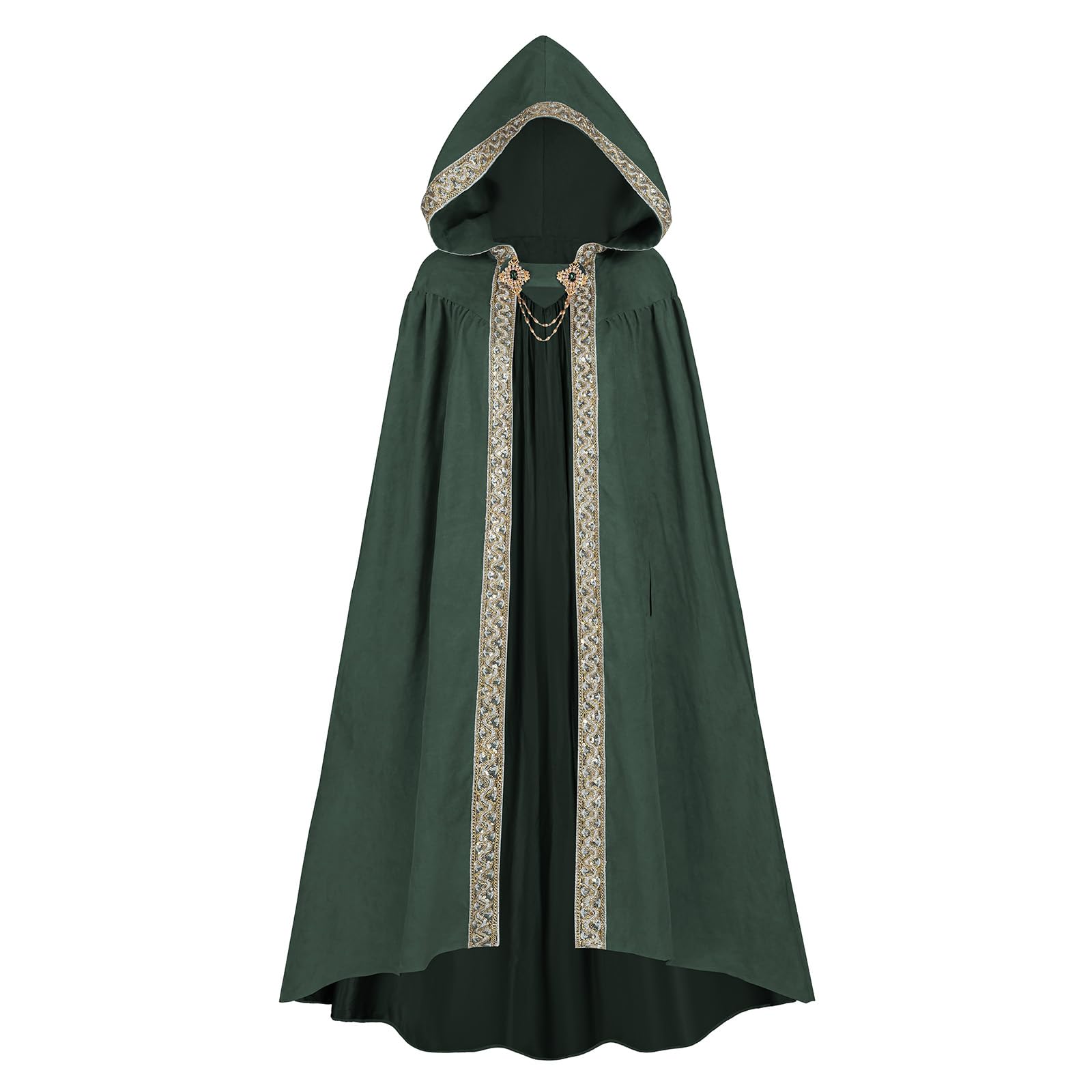 Cloak with Hood Women Renaissance Hooded Medieval Cloak Witch Robe Viking Cape-image-10