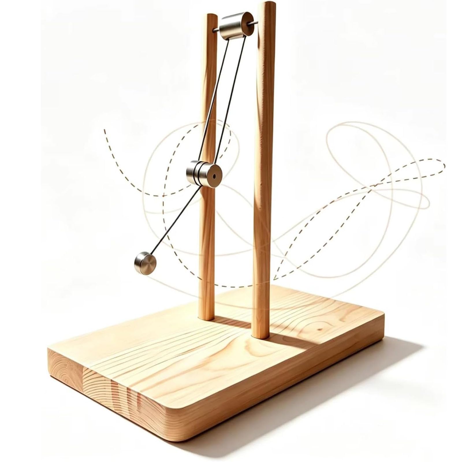 Modèle De Physique Chaotique en Bois, Pendule Double Chaotique Décoratif pour Bureau, Modèle De Démonstration De Physique Élémentaire, 30 X 16 X 30 Cm, Anti-Stress, Aucun Assemblage Requis