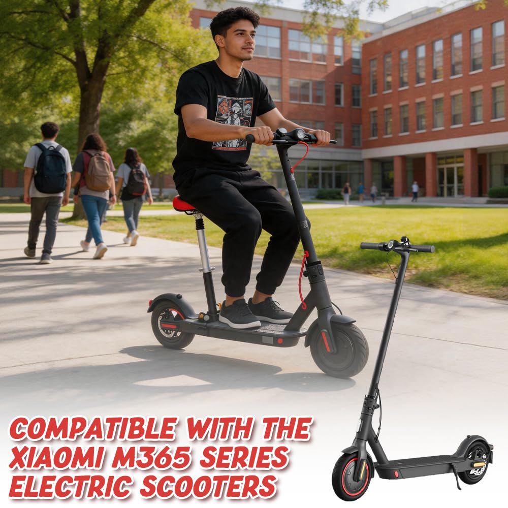 Sedile per Monopattino Elettrico, Sellino Monopattino Elettrico, Sella Scooter Elettrico con Ammortizzatori a Molla, Altezza Regolabile 42-65cm, Larghezza Base 15cm