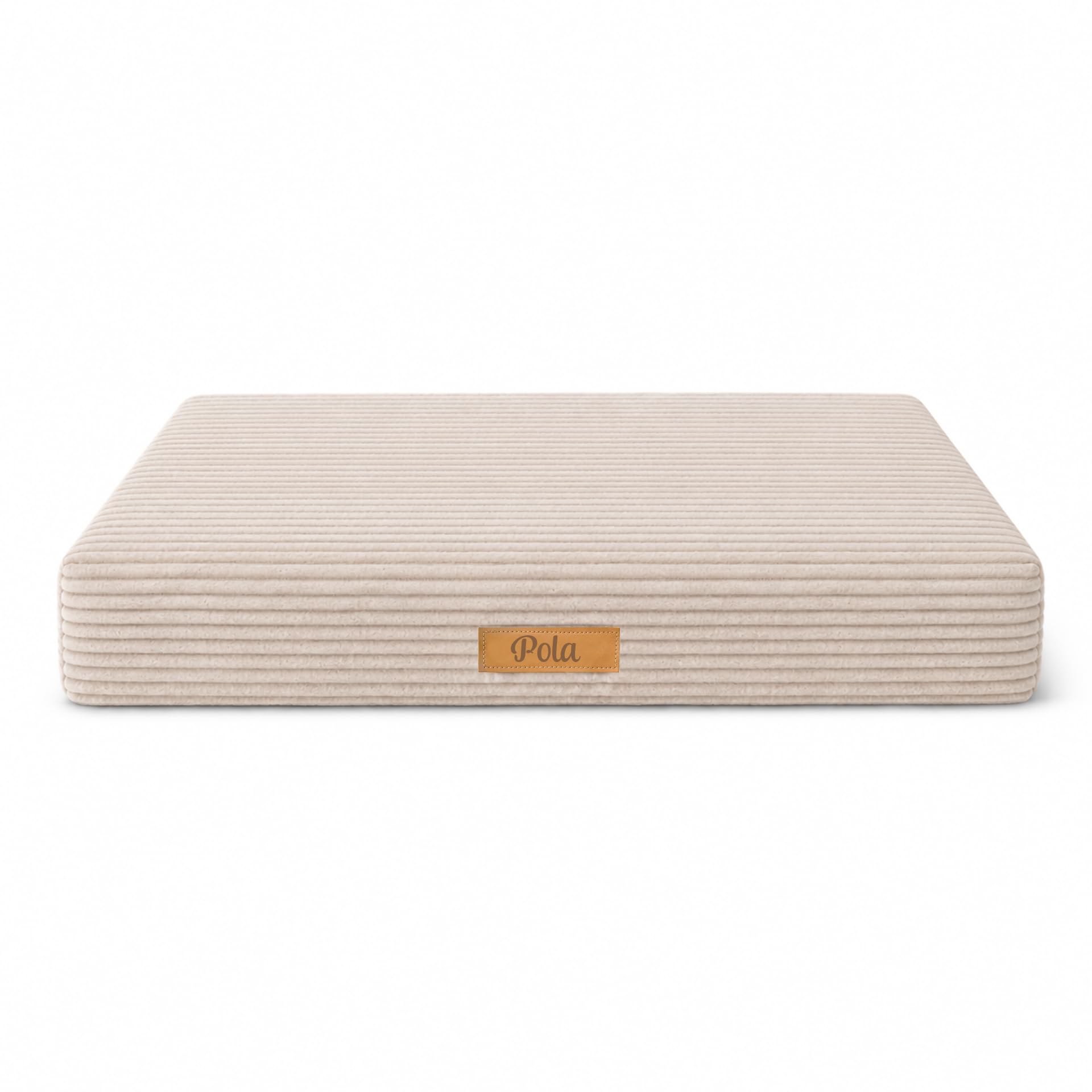 Flumi Hüpfpolster mit Namen, weiches Bodenkissen mit Cordbezug, Indoor Bewegungsmatte für Kinder, 110 x 71 x 15,5 cm (Beige)