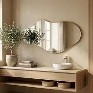 Irregular Wall Mirror 22"x40" Gold Abstract Asymmetrical Mirrors for Wall, Decorative Wavy Mirror for Entryway, Bedroom, Cloakroom, Living Room, Aluminum Alloy Frame