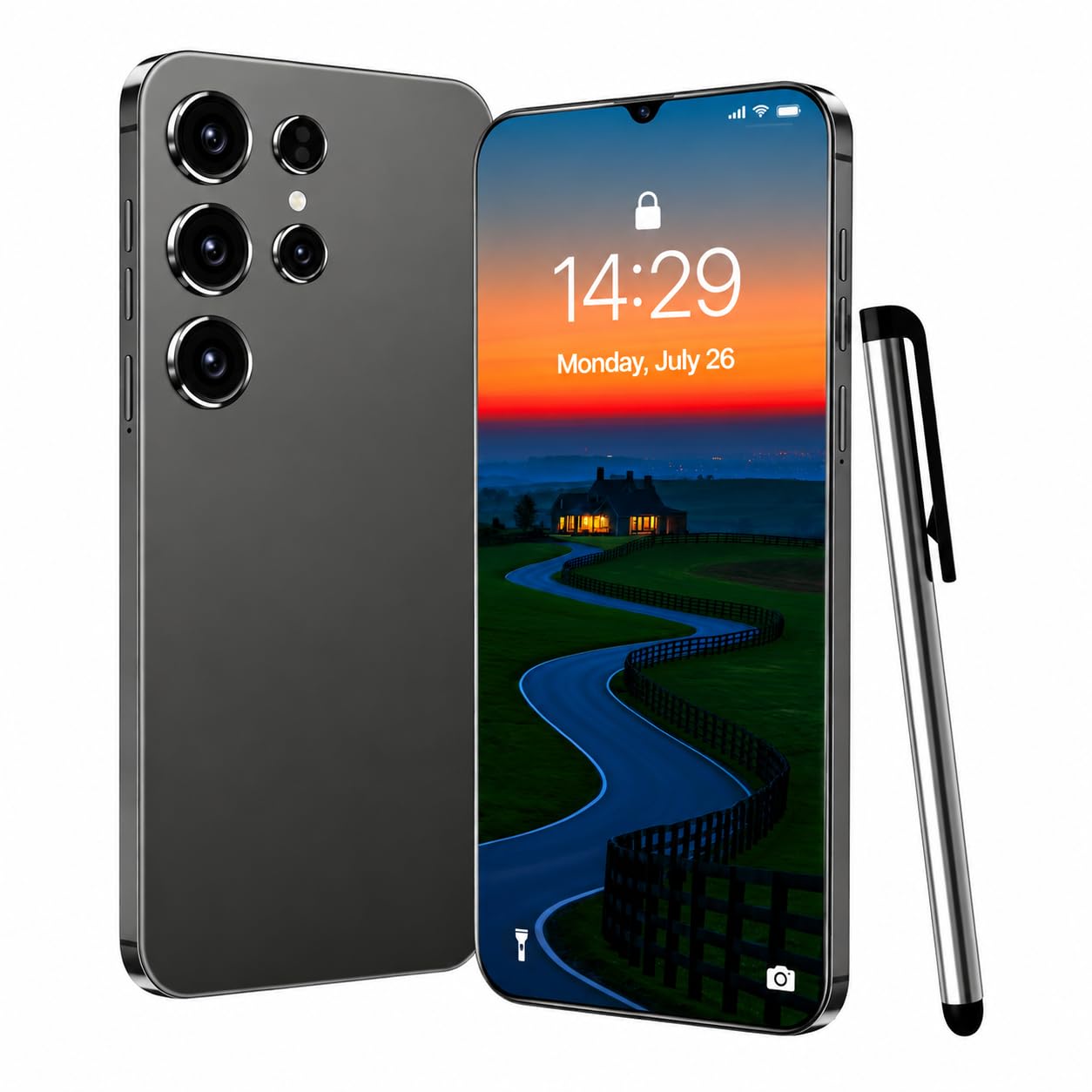 C25 Unlocked 5G Smartphone, Android 13.0. (4GB+128GB, Black) | Built-in stylus, Boasting A 6.5-inch 90Hz and 6800mAh Battery. Features Dual-SIM 5G, Aacial Recognition and Built-in GPS.